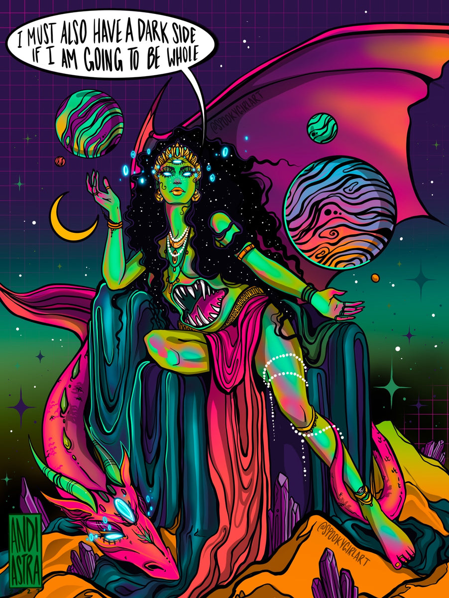 Dark Side Poster Print | Spooky Girl Art | Andi Astra