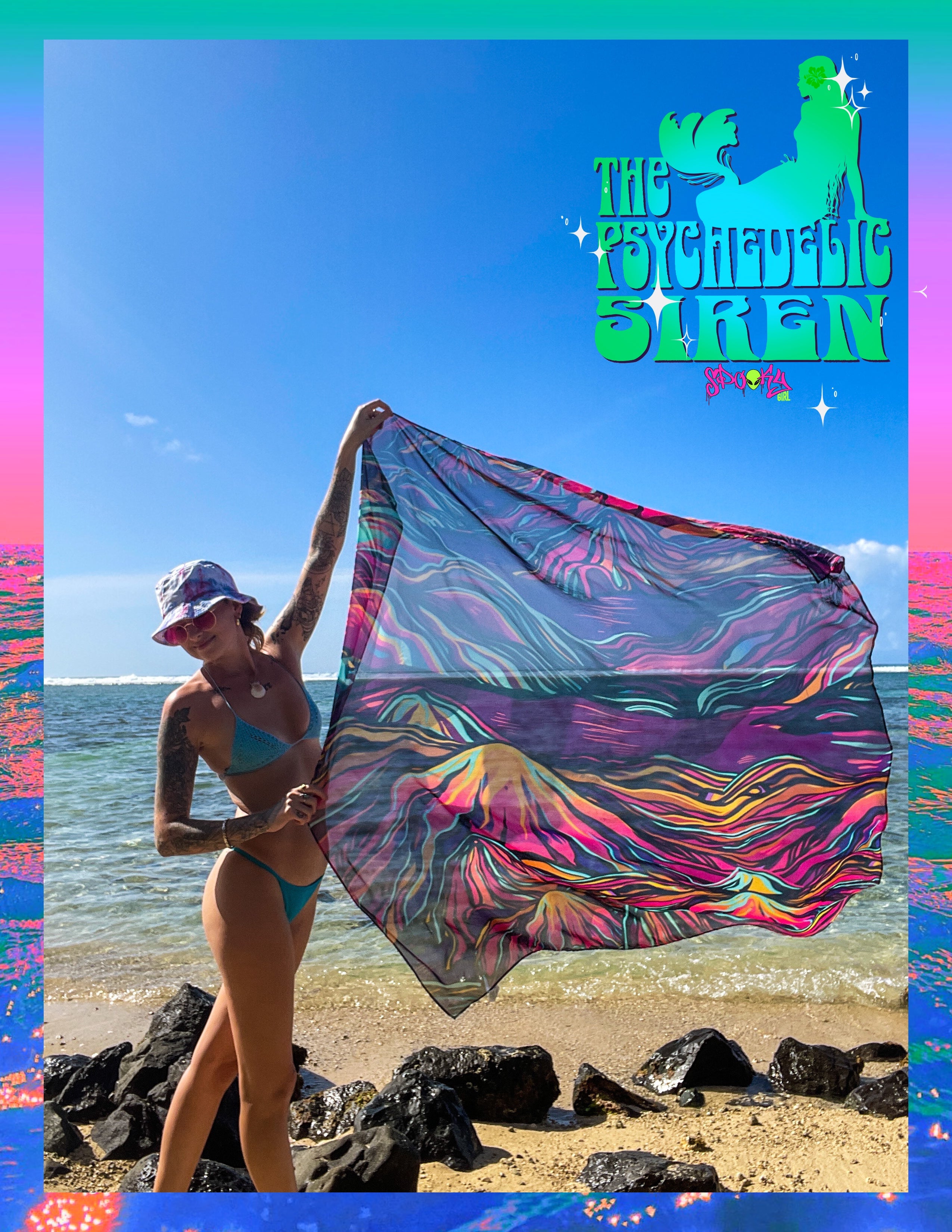 The Psychedelic Siren | Planetscape Beach Cover Up