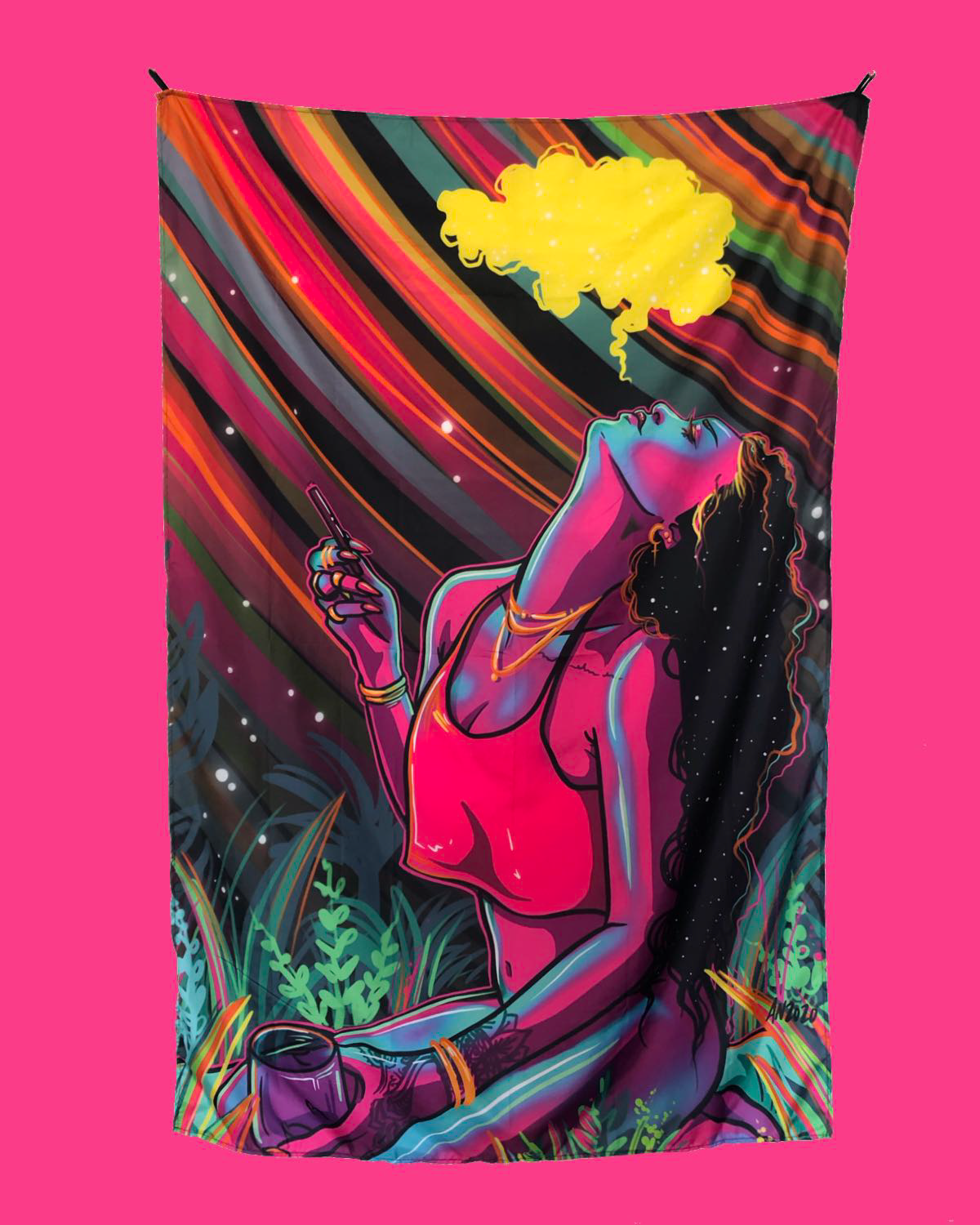 Space Queen Blacklight Tapestry Final Inventory